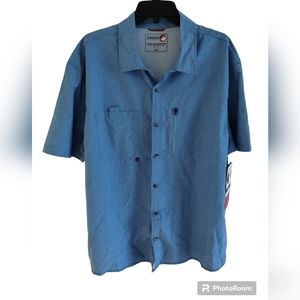 Canada Weather Gear Men's XXL Short Sleeve Collared Vented UPF Blue Shirt